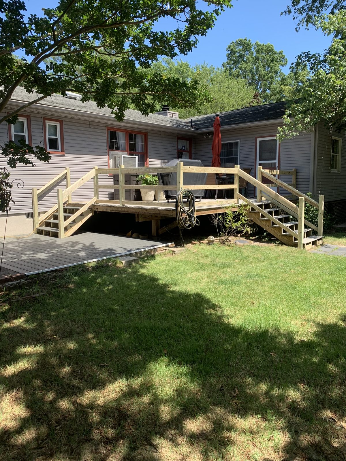 Backyard deck build — after