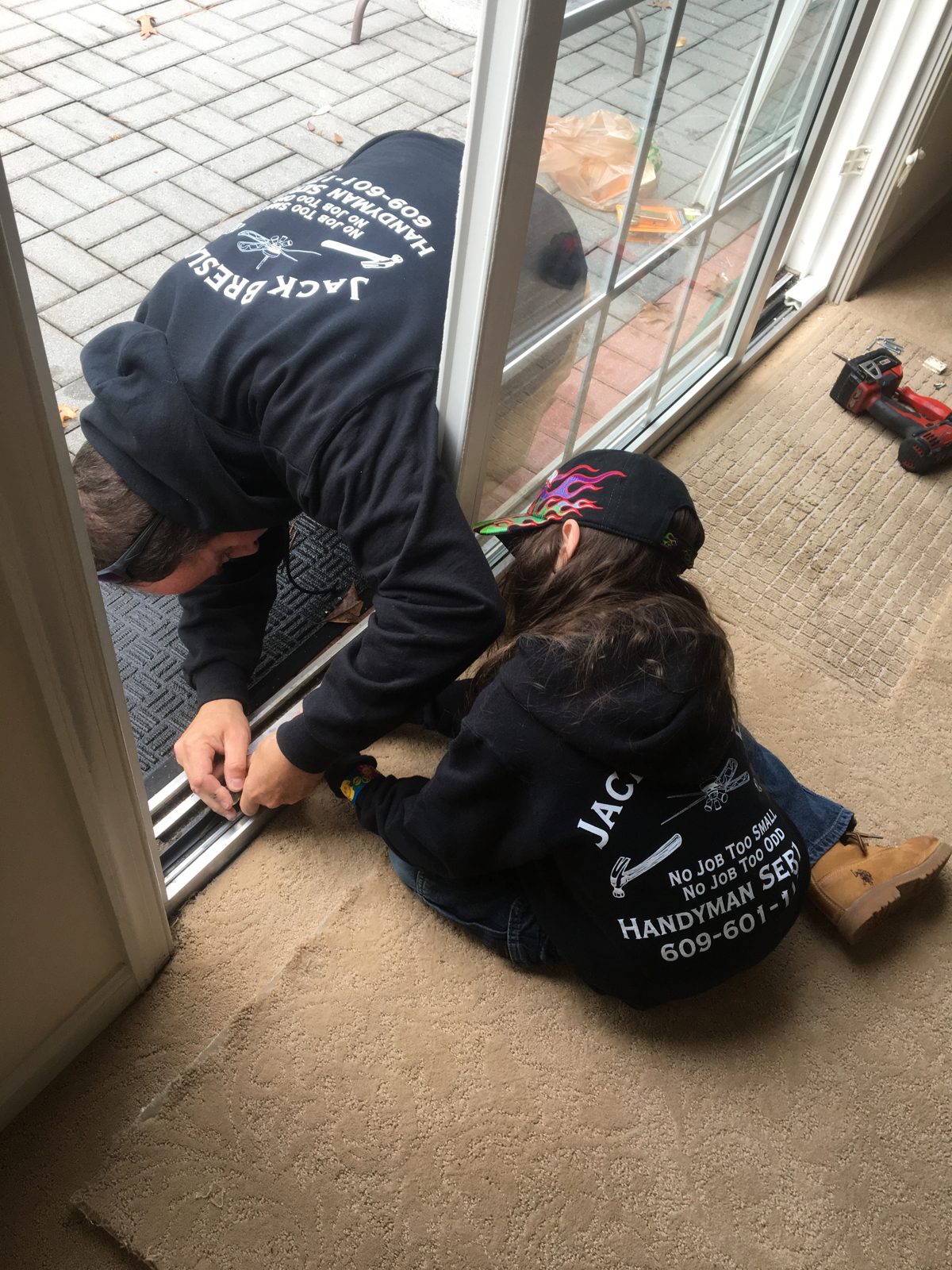 Jack installing an Andersen sliding patio door